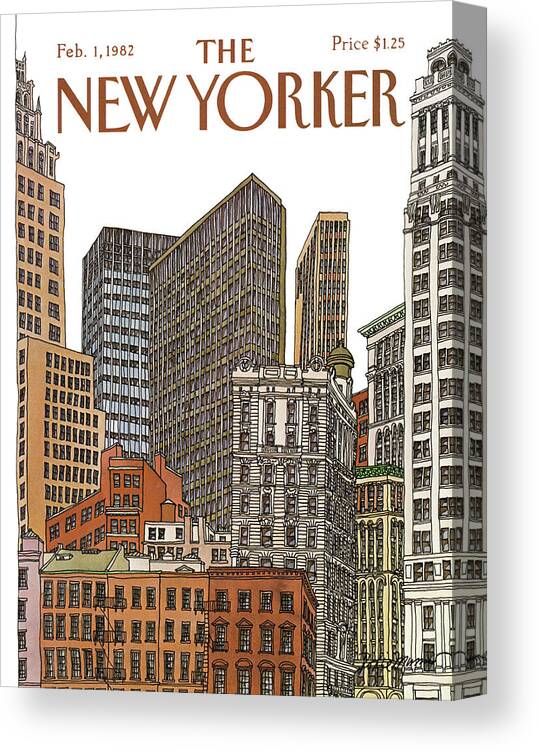 Business Canvas Print featuring the painting New Yorker February 1st, 1982 by Roxie Munro