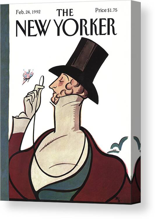 Media Icon Canvas Print featuring the painting New Yorker February 24th, 1992 by Rea Irvin