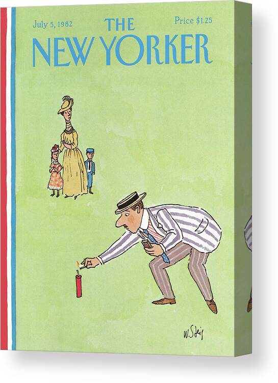 Holidays Canvas Print featuring the painting New Yorker July 5th, 1982 by William Steig