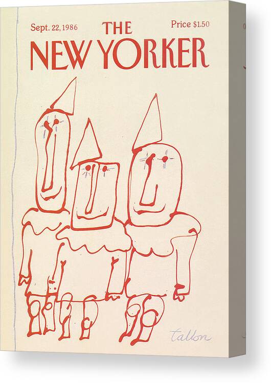 Entertainment Canvas Print featuring the painting New Yorker September 22nd, 1986 by Robert Tallon