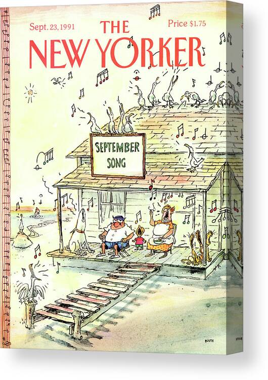 Animals Canvas Print featuring the painting New Yorker September 23rd, 1991 by George Booth