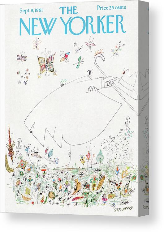 Fall Canvas Print featuring the painting New Yorker September 9th, 1961 by Saul Steinberg