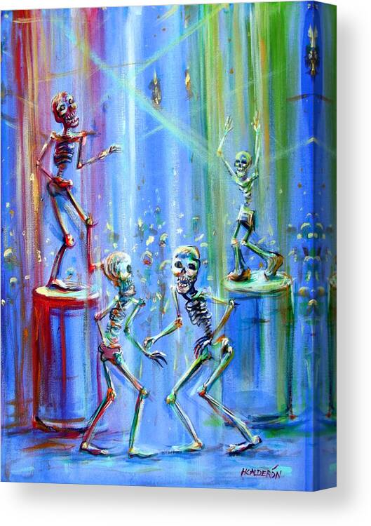 Skeletons Canvas Print featuring the painting Night Club by Heather Calderon