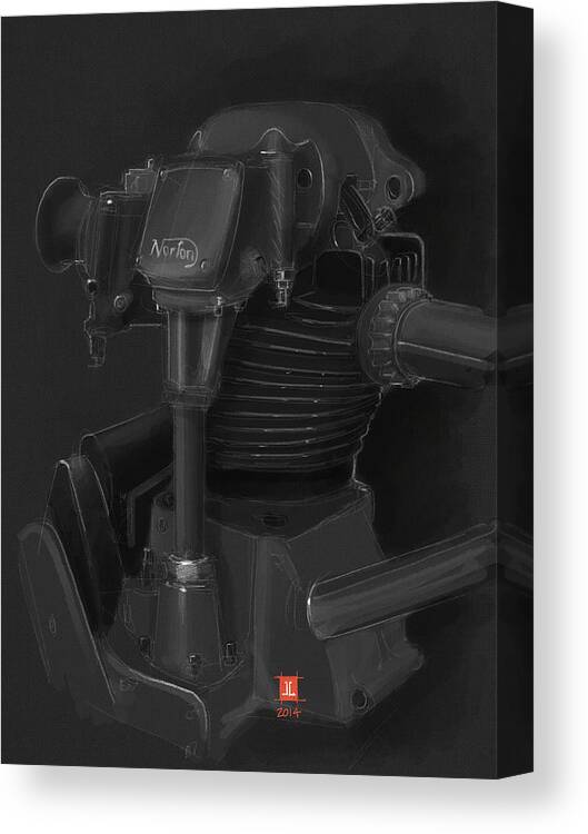 Norton Canvas Print featuring the drawing Norton Motor by Jeremy Lacy