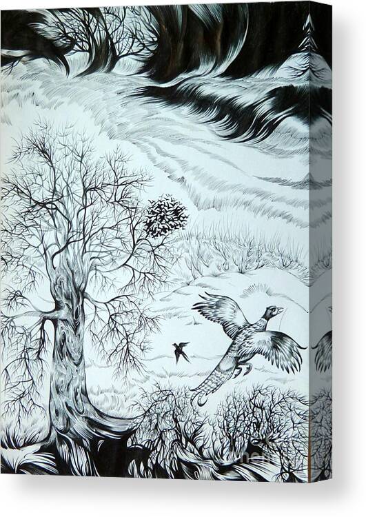 Nature Canvas Print featuring the drawing November by Anna Duyunova