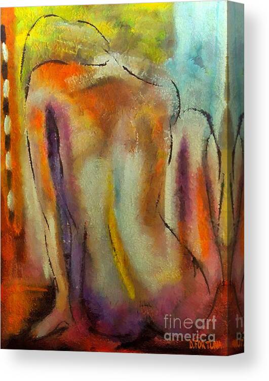 Mixed Media Canvas Print featuring the mixed media Nude III by Dragica Micki Fortuna