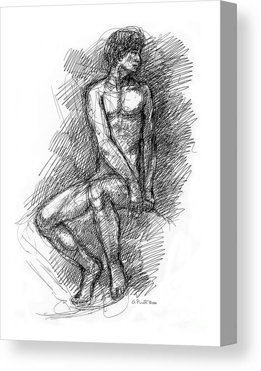 Male Sketches Canvas Print featuring the drawing Nude Male Sketches 1 by Gordon Punt