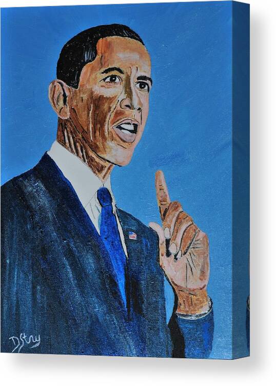 Obama Canvas Print featuring the mixed media Obama by Deborah Stanley