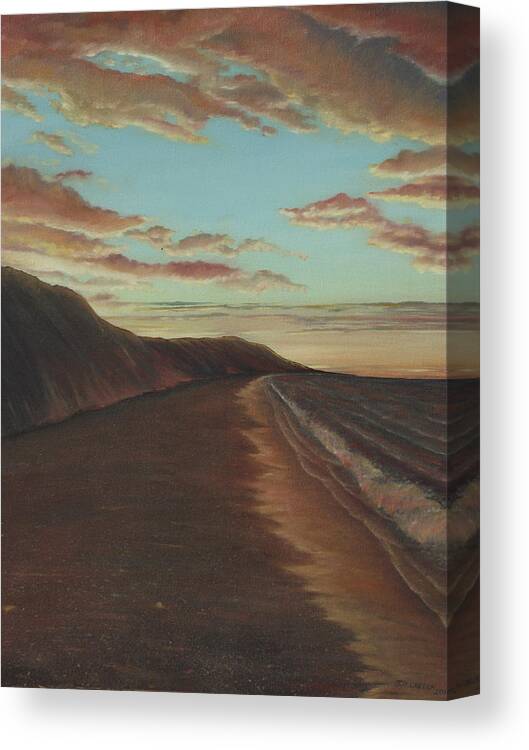 Ocean Canvas Print featuring the painting OceanSide Sunset by Jennifer Creech