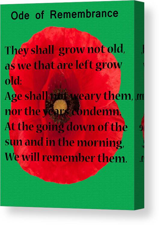 Book Canvas Print featuring the digital art Ode of Remembrance by Roy Pedersen