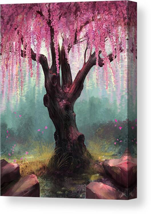 Cherry Blossom Tree Canvas Print featuring the digital art Ode To Spring by Steve Goad
