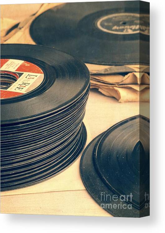 50s Canvas Print featuring the photograph Old 45s by Edward Fielding