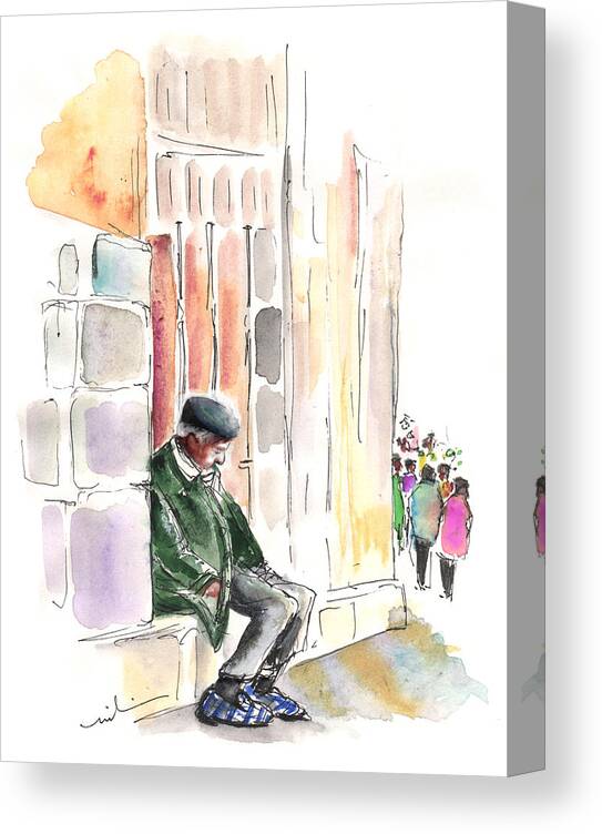 Travel Canvas Print featuring the painting Old and Lonely in Salamanca by Miki De Goodaboom