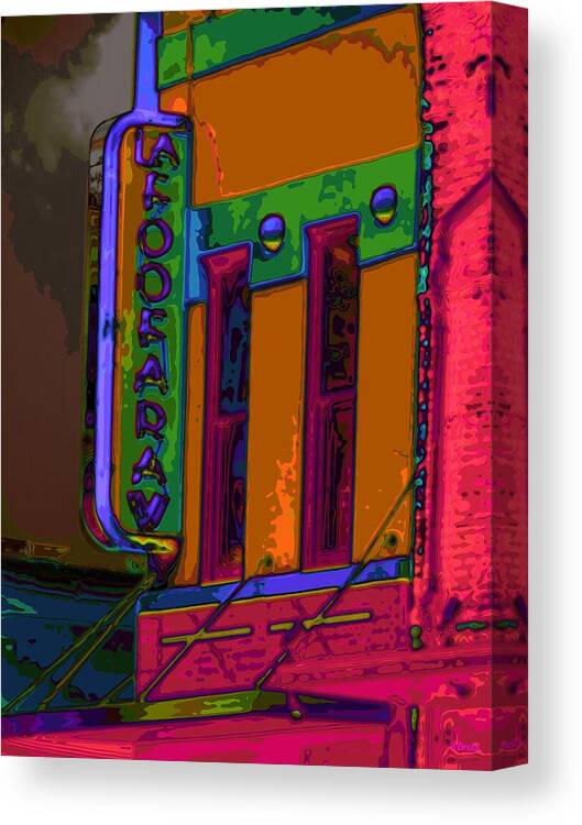 Town Canvas Print featuring the digital art On the corner of color town by Alec Drake