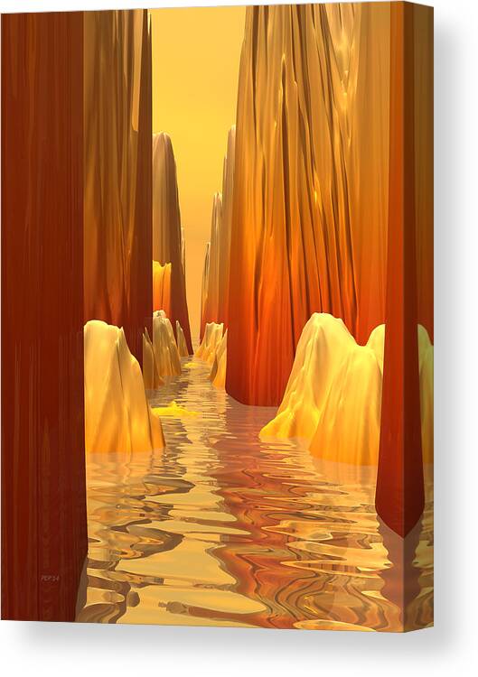 Orange Canvas Print featuring the digital art Orange Canyon Pass by Phil Perkins
