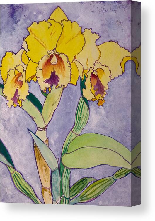 Orchid Canvas Print featuring the painting Orchid Study by Terry Holliday