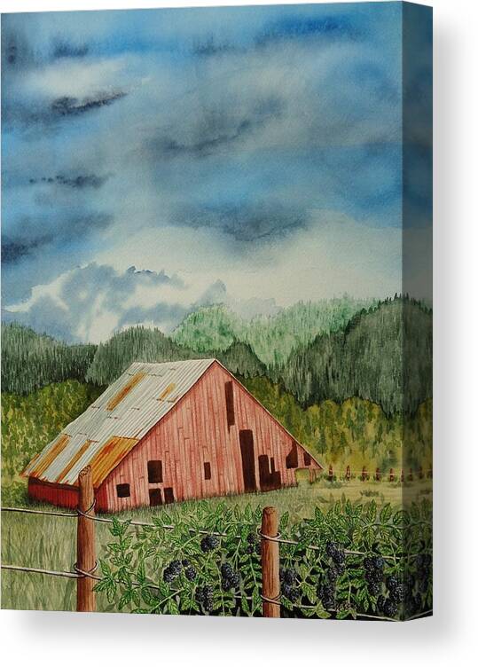 Print Canvas Print featuring the painting Oregon Barn by Katherine Young-Beck