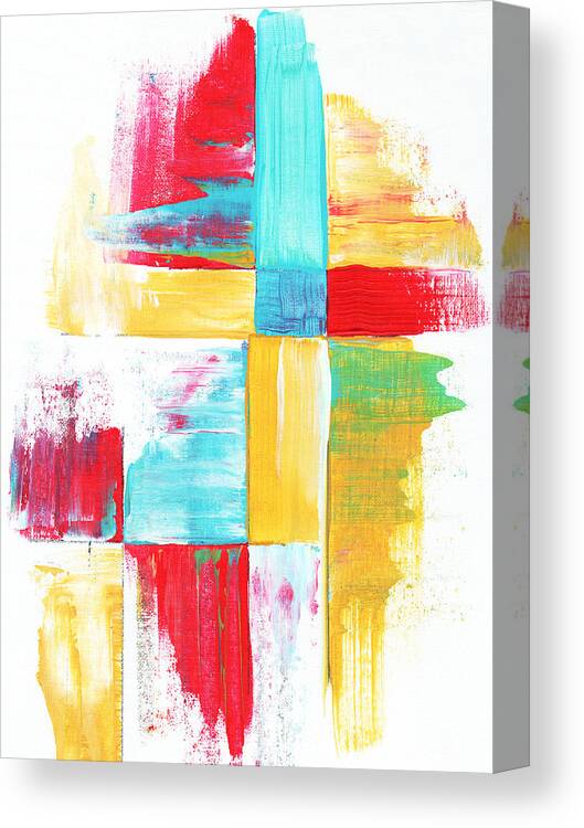 Abstract Canvas Print featuring the painting Original Bold Colorful Abstract Painting PATCHWORK by MADART by Megan Aroon