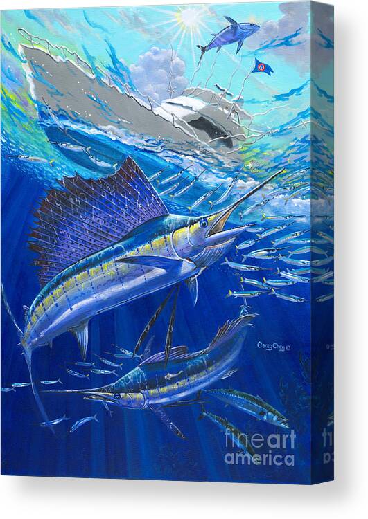 Sailfish Canvas Print featuring the painting Out Of Sight by Carey Chen