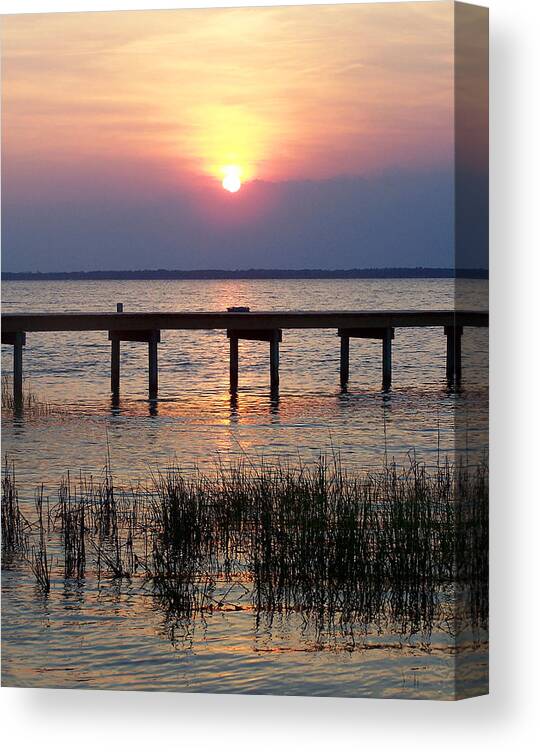 Landscape Canvas Print featuring the photograph Outerbanks NC Sunset by Sandi OReilly