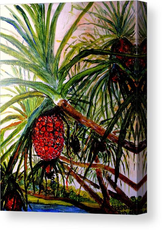 Red Fruit Canvas Print featuring the painting Pandanus Palm Fruit by Jason Sentuf