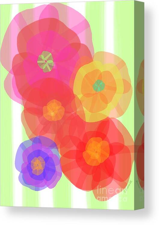 Abstract Canvas Print featuring the digital art Paper Flowers by Christine Fournier