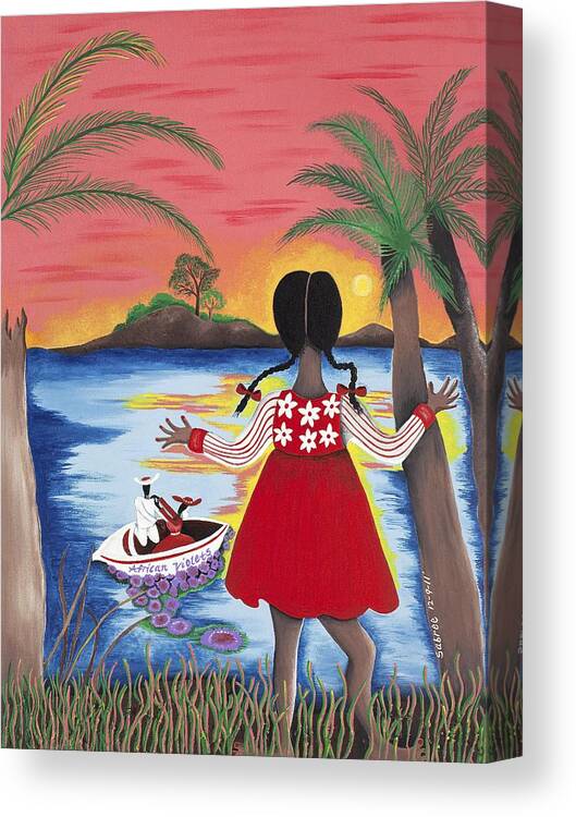 Sabree Canvas Print featuring the painting Pass the Path by Patricia Sabreee