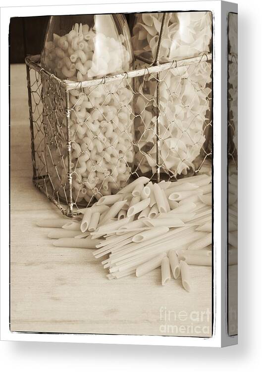 Basket Canvas Print featuring the photograph Pasta Sepia Toned by Edward Fielding