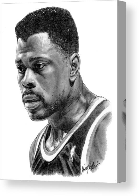 Patrick Ewing Canvas Print featuring the drawing Patrick Ewing by Harry West
