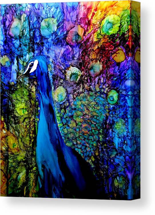 Ink Canvas Print featuring the painting Peacock II by Karen Walker