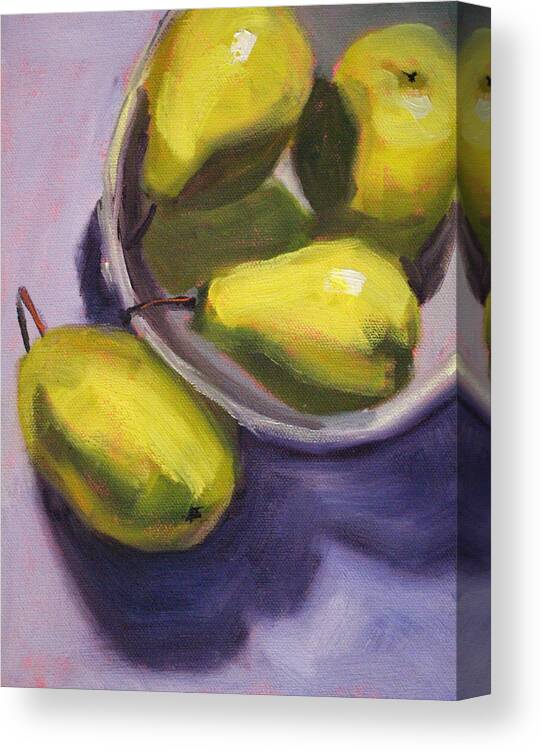 Pears Canvas Print featuring the painting Pear Shadows by Nancy Merkle