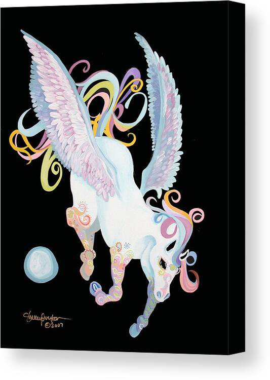 Pegasus Canvas Print featuring the mixed media Pegasus by Shelley Overton