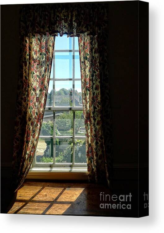 Window Canvas Print featuring the photograph Period window with floral curtains by Edward Fielding