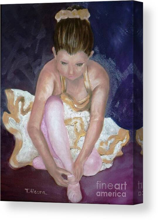 Ballerina Canvas Print featuring the painting Petite Danseuse - original SOLD by Therese Alcorn