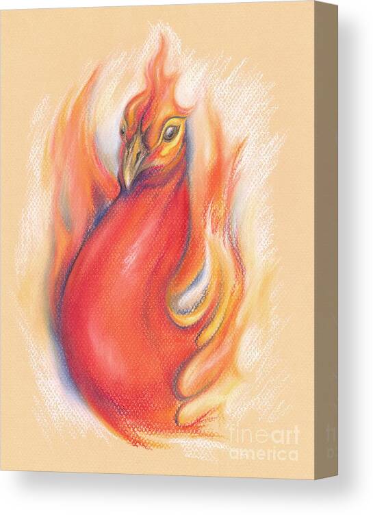 Mythical Creature Canvas Print featuring the pastel Phoenix in the Flames by MM Anderson