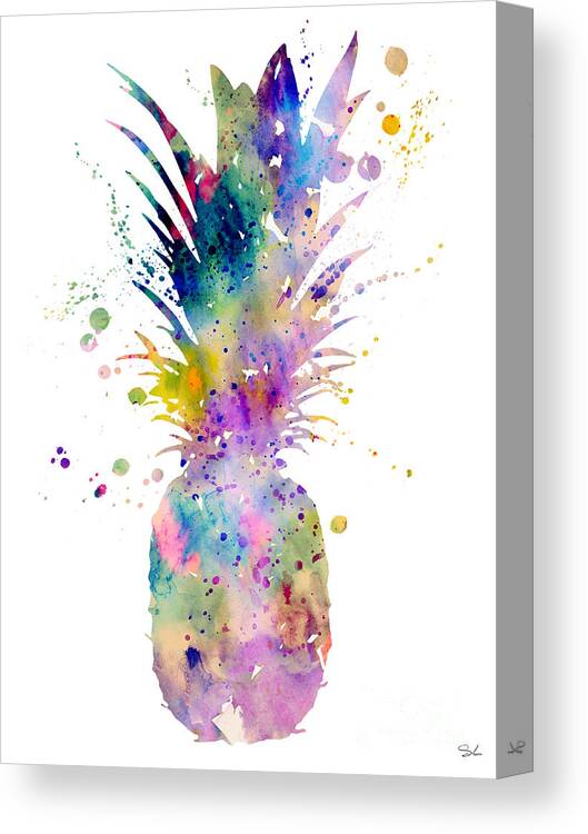 Pineapple Watercolor Print Canvas Print featuring the painting Pineapple by Watercolor Girl