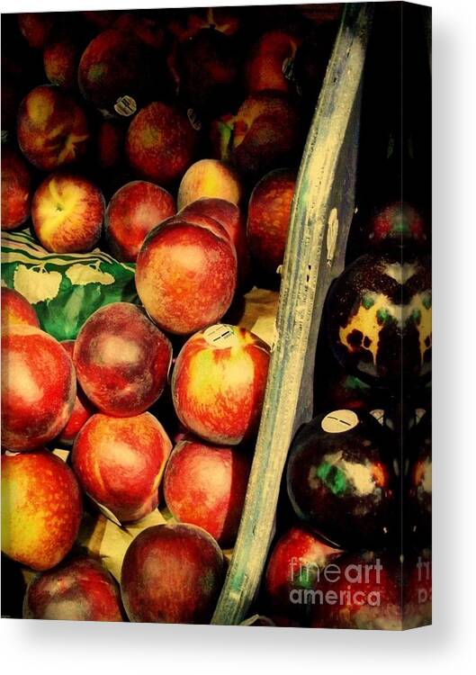Fruitstand Canvas Print featuring the photograph Plums and Nectarines by Miriam Danar