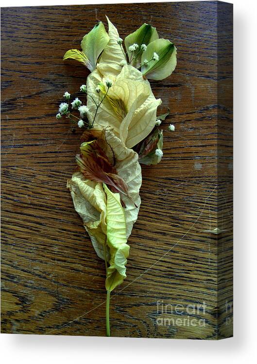 Mixed Media Canvas Print featuring the mixed media Poinsettia Leaf Corsage by Nancy Kane Chapman