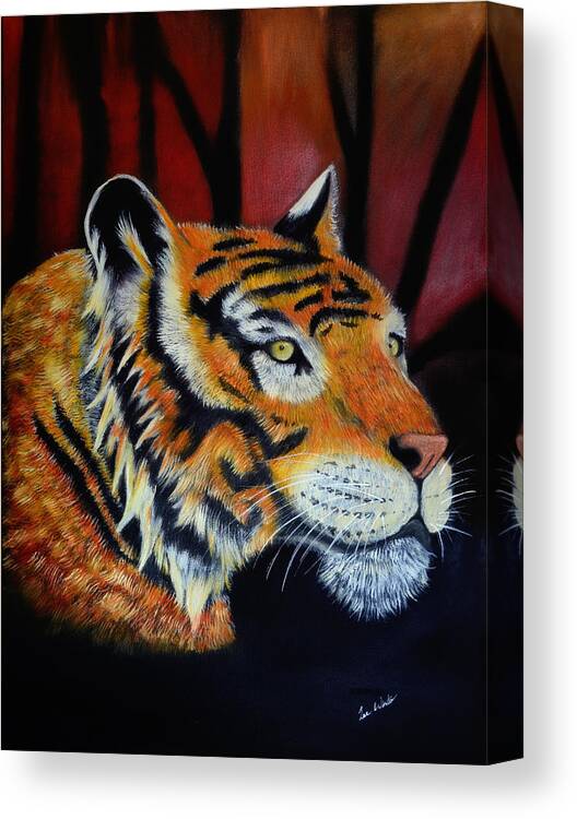 Tigers Canvas Print featuring the painting Poised by Lee Winter