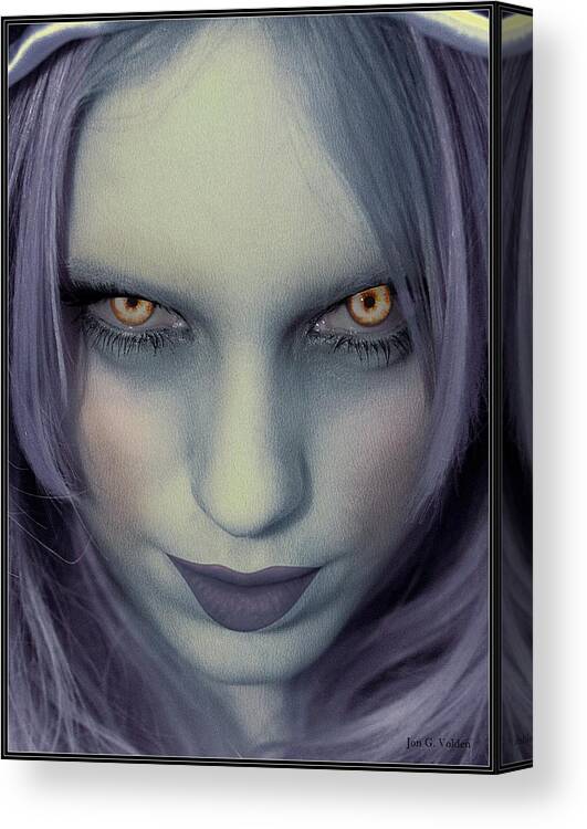 Zombie Canvas Print featuring the painting Portrait of a Zombie by Jon Volden