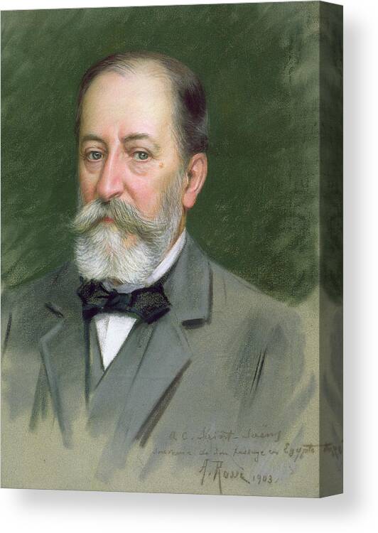 Portrait Of Camille Saint-saens Canvas Print featuring the painting Portrait of Camille Saint-Saens by Alberto Rossi