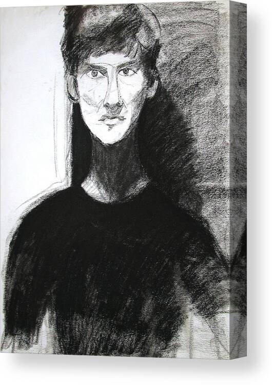 Portrait Canvas Print featuring the drawing Portrait of Troy 2 by Anita Dale Livaditis