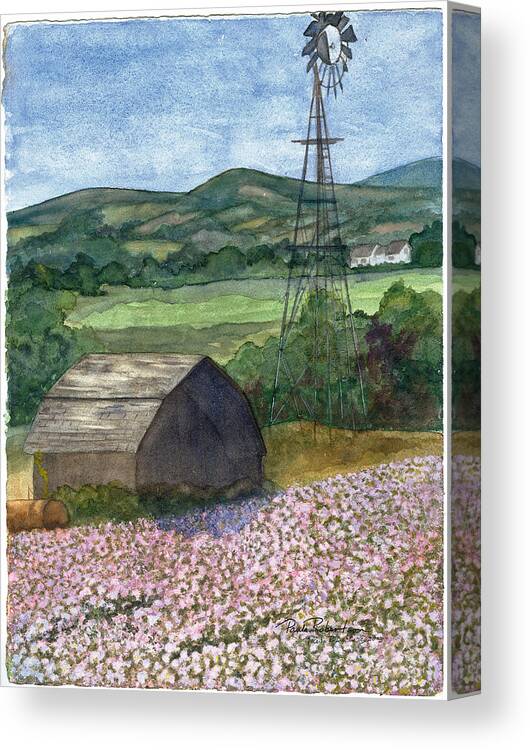 Aroostook County Canvas Print featuring the painting Potato Blossoms by Paula Robertson