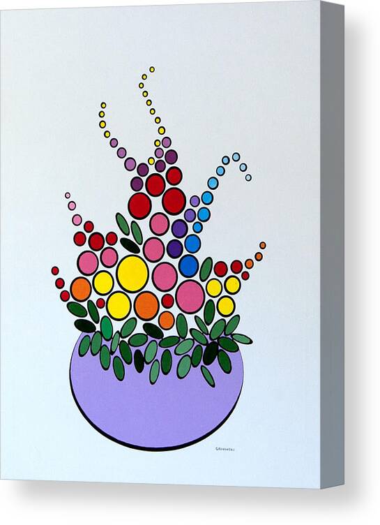 Floral Canvas Print featuring the painting Potted Blooms - Lavendar by Thomas Gronowski