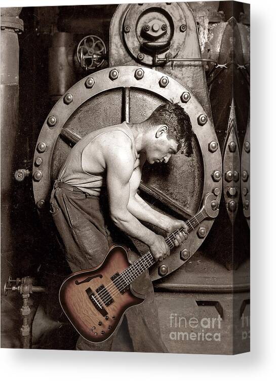 Guitar Canvas Print featuring the photograph Power Chord Mechanic by Martin Konopacki