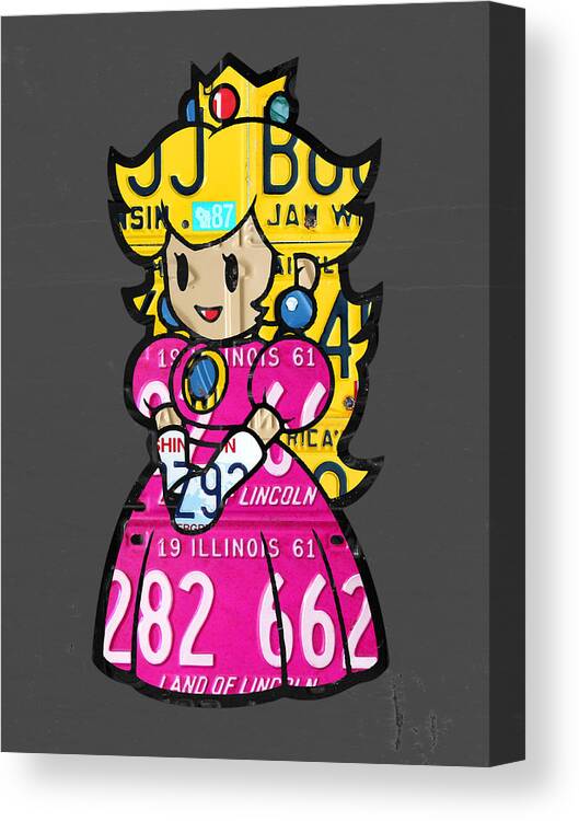 Princess Peach from Mario Brothers Nintendo Recycled License Plate