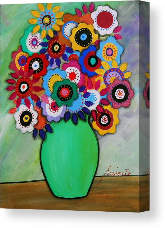 Still Life Canvas Print featuring the painting Prisarts Florals III by Pristine Cartera Turkus
