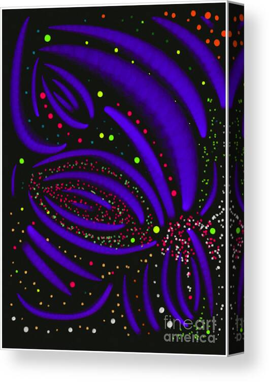 Purple Canvas Print featuring the digital art Purple Firework Explosion by Barefoot Bodeez Art