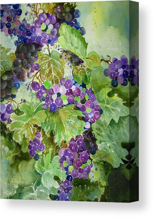 Grapes Canvas Print featuring the painting Purple Grapes by Marilyn Clement