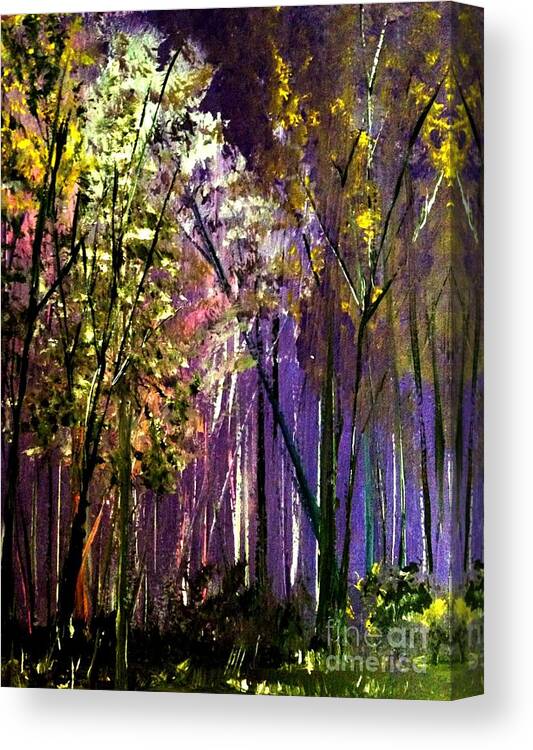 Tree Art Canvas Print featuring the painting Purple Life Original Painting by James Daugherty by James Daugherty